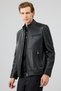 Tony Men's Black Judge Collar Short Leather Coat 25Wge65781M - 5
