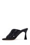 Women's Black Thick Heeled Leather Slippers 26Pfd230618 - 4