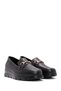 Women's Black Buckle Detailed Genuine Leather Comfort Loafer, Winter Shoes 25Afd150518 - 3