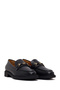 Women's Black Buckle Leather Loafer Af220009Dv - 2