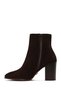 Women's Brown Zippered Thick Heeled Suede Leather Boots 25Wfd163010 - 4