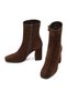 Women's Brown Zippered Thick Heeled Suede Leather Boots Af200001Ds - 6