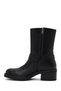 Women's Black Zippered Thick Heeled Leather Boots Wf190060Dv - 3