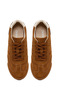 Women's Tan Lace-Up Suede Leather Sneaker 26Pfd420410 - 4