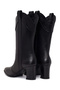 Women's Black Thick Heeled Leather Cowboy Boots Wf160010Dv - 7
