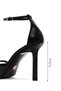 Women's Black Ankle Buckle Thin Heeled Leather Shoes 25Sfd162018 - 2
