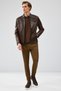 Kawhi Men's Brown Slim-Fit Embroidered Leather Coat 20Sgd6351Bt - 8