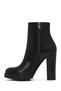 Women's Black Zippered High Heeled Leather Boots 25Wfd100118 - 3