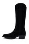 Women's Black Short Thick Heeled Suede Leather Cowboy Boots Af190037Ds - 4