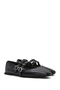 Women's Black Double Buckle Leather Ballerinas 26Pfd270018 - 2