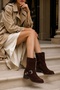 Women's Brown Zippered Thick Heeled Suede Leather Boots Wf190060Ds - 2