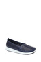 Women's Navy Blue Thick Soled Leather Comfort Loafer 26Pfd330118 - 7