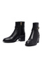 Women's Black Zippered Thick Heeled Leather Boots 25Wfd281518 - 3