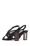 Women's Black Ankle Buckle Thick Heeled Fabric Sandals 26Sfd44116F - 7