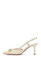 Women's Cream Open-Back Stiletto, Thin Heeled Leather Shoes 26Pfd120218 - 3
