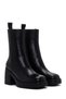 Women's Black Thick Heeled Zippered Leather Boots Wf180012Dv - 3