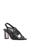 Women's Black Ankle Buckle Thick Heeled Fabric Sandals 26Sfd44116F - 8