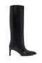 Women's Black Thin Heeled Leather Boots Af530006Dv