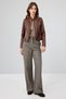 Kylie Women's Brown Prevailing Collar Leather Jacket 24Wge5352Nc - 4