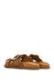Women's Tan Double Buckle Suede Leather Slippers 26Sfd200910 - 6
