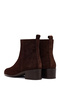 Women's Brown Zippered Short Thick Heeled Suede Leather Boots Wf170032Ds - 7