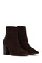 Women's Brown Zippered Thick Heeled Suede Leather Boots 25Wfd163010 - 5