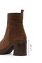 Women's Tan Zippered Thick Heeled Suede Leather Boots Wf190030Ds - 4
