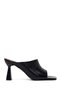 Women's Black Heeled Leather Slippers 26Sfd133018