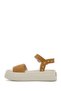 Women's Tan Ankle Buckle Thick Soled Nubuck Genuine Leather Sandals 25Sfd2015V3 - 2