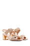 Women's Pink Braided Thick Short Heeled Sandals 26Sfd441014 - 2
