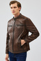 Gabriel Men's Brown Regular Leather Sports Jacket 24Wge6537Nc - 4
