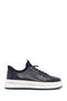Men's Navy Blue Leather Sneakers with Thick Soles 26SFD676318