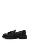 Women's Black Thick-Soled Tasseled Leather Loafer Af450011Dv - 3