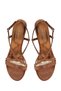 Women's Bronze Ankle Buckle High Thin Heel Satin Sandals 26Sfe39106F - 7