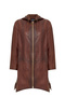 Daniela Women Brown Hooded Long Oversized Leather Coat 25Wge5328Nc