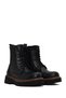 Women's Black Zippered Thick Soled Leather Boots Wf190073Dv - 2