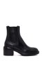 Women's Black Zippered Thick Heeled Leather Boots Wf220006Dv
