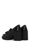 Women's Black Thick Heeled Tasseled Leather Loafer Af450018Dv - 7