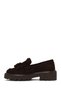 Women's Brown Thick-Soled Tasseled Suede Leather Loafer Af450014Ds - 3