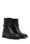 Women's Black Zippered Buckle Leather Boots Wf410014Dv - 2