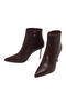 Women's Burgundy Zippered Thin Heeled Leather Boots 25Wfd101218 - 3