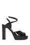 Women's Black Ankle Buckle Platform Thick High Heel Patent Leather Sandals 26Sfd162016