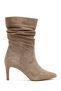 Women's Beige Thin Heeled Suede Leather Boots Af210004Ds