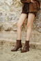 Women's Brown Zippered Thin Heeled Leather Boots Af200007Dv - 2