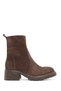 Women's Brown Zippered Suede Leather Boots 25Wfd151410