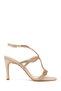Women's Beige Ankle Buckle Stone High Thin Heel Sandals 26Sfe3911Ts
