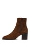 Women's Tan Zippered Thick Heeled Suede Leather Boots 25Wfd162910 - 4
