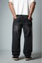 Grunge Line Baggy Fit Distressed Black Men's Jeans - 4