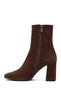 Women's Brown Zippered Thick Heeled Suede Leather Boots Af200001Ds - 3