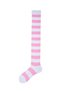 Women's White Pink Striped Cotton Knee High Socks - Design Socks - 5